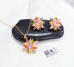 Colorful flower style bright necklace earring