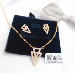 Inverted triangle style gold/silver earrings necklace