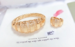 Stripe style simple bangle ring set