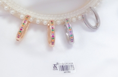 Colorful zircon dazzling earring