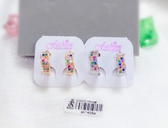 Shiny style colorful gem earrings