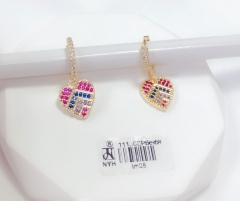 Colorful zircon heart style pendant earring