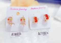 Colorful zircon bright earring