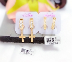 18K Cross Style Pendant Earrings