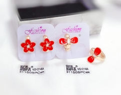 Red pattern hot sale style earring