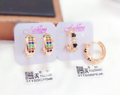 Colorful zircon gold style earring