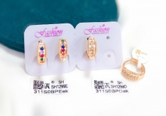 Colorful/whiter color bright gold earring