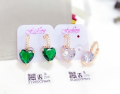 Green/whiter color heart style dazzling earring