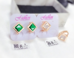 Square style grren/whiter zircon exquisite earring