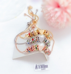 Heart style colorful zircon beads banlge set