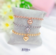 Polished Beaded Heart Bracelet Set