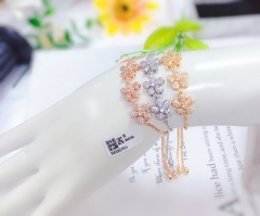 Artificial gemstone flower style bangle set