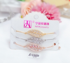 Artificial gemstone leaf style exquisite bangle set