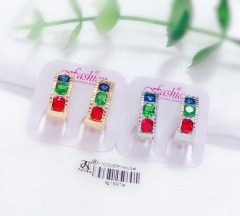 Colorful gem gold earring