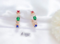 Oval gem dazzling earring