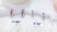 Colorful gem silver earring