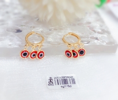 Red eye style shiny pendant earring