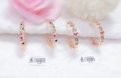 Smooth colorful zircon glod earring