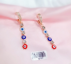 Whiter/blue/red eye gem pendant earring