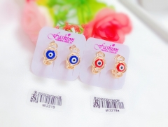 Blue/red eye glossy gold earring