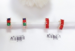 Colorful/red zircon dazzling earring