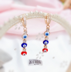 Whiter/blue/red eye gem pendant earring