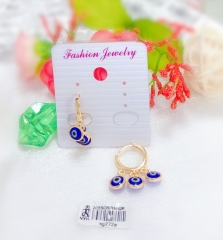 Blue eye style shiny pendant earring