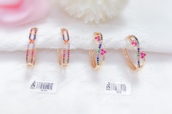 Simple style colorful zircon gold earring