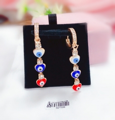 Heart style whiter/blue/red eye gem pendant earring