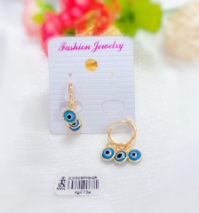 Blue eye style shiny pendant earring