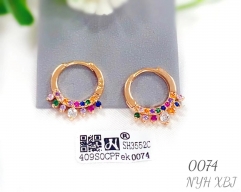 Shiny colorful gem rose gold earring