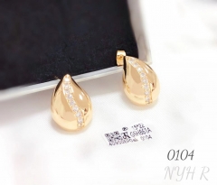 Glossy style with zircon earring