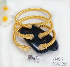 Twist curl style gold gem bangle set