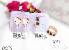 Hello Kitty/black gem exquisite earring