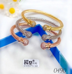 Twist curl style colorful gem bangle set