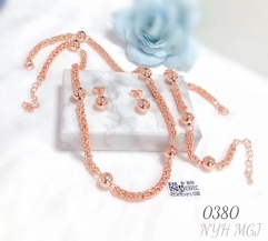 Simple beaded rose gold jewelry set