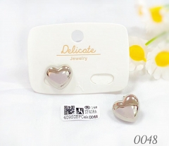 Heart shape polishing silver/gold color stud earring