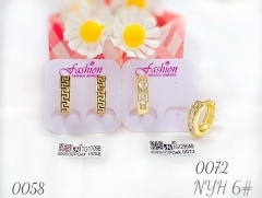 Artificial gemstone exquisite gold earring