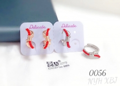 Irregular style red pearl earring