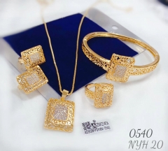 Square style bright gold/silver jewelry set