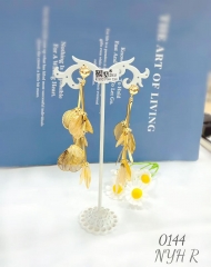 Butterfly pendant style gold trendy stud earring