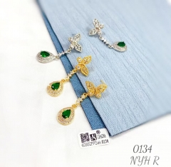 Green zircon pendant butterfly earring