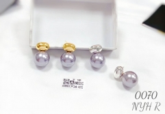 Silver/Gold Purple Pearl Earrings