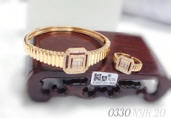 Smooth style gold/silver bangle ring set