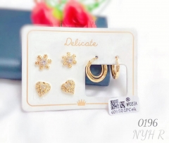 Artificial gemstone exquisite gold earring