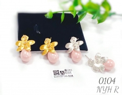 Flower style exquisite pink pearl earring