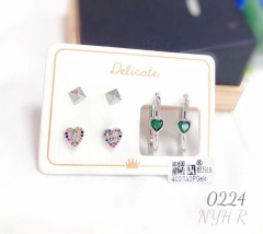 Irregular style gem silver color earring