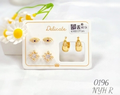 Artificial gemstone exquisite gold earring