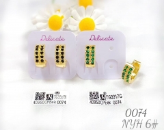 Black/green color zircon gold color earring