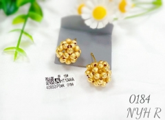 Handmade beaded ball shape gold earrings